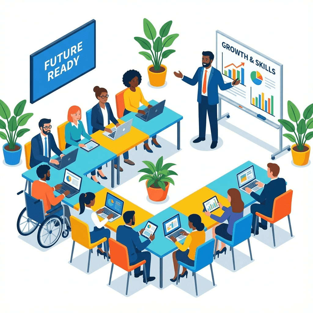 CDPL Corporate Training Workshop Corporate training workshop illustration showing professionals learning software testing and data science