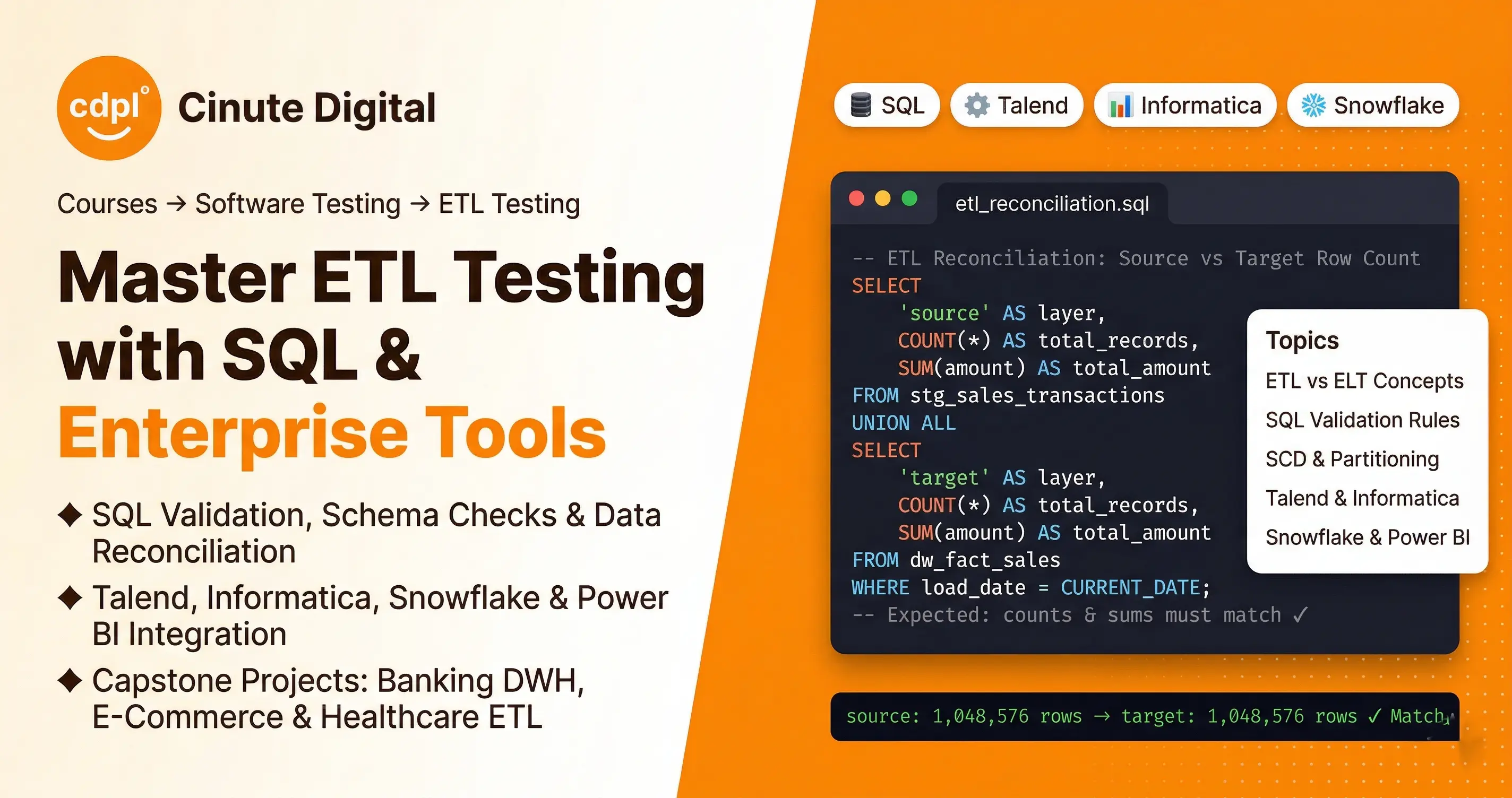 ETL Testing Course in Mumbai | SQL & Data Validation